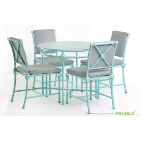 Мебель Pradex Verona комплект для кафе - круглый столик+четыре стульчика бирюзового цвета