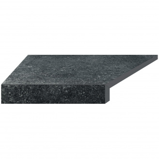 Aquaviva Угловой Г-образный элемент бортовой плитки Aquaviva Granito Black, 595x345x50(20) мм (левый/45°)