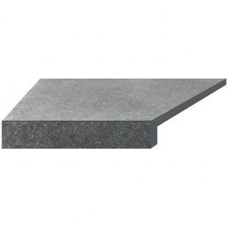 Aquaviva Угловой Г-образный элемент бортовой плитки Aquaviva Granito Gray, 595x345x50(20) мм (левый/45°)