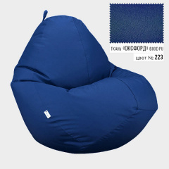 Бескаркасное кресло мешок груша Овал Coolki XXXL 100x140 Темно-Синий (Оксфорд 600D PU) Ровно
