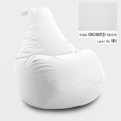 Бескаркасное кресло мешок груша Coolki XL 85x105 Белый (Оксфорд 600D PU) Кропива