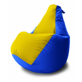 Кресло мешок Груша Coolki комби L 65x85 Синий с Желтым Оксфорд 600D