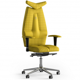 Кресло KULIK SYSTEM JET Экокожа с подголовником со строчкой Желтый (3-901-WS-MC-0211)