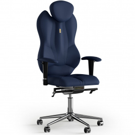 Кресло KULIK SYSTEM GRAND Экокожа с подголовником без строчки Темно-синий (4-901-BS-MC-0213)