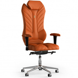 Кресло KULIK SYSTEM MONARCH Экокожа с подголовником со строчкой Оранжевый (2-901-WS-MC-0210)