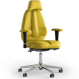 Кресло KULIK SYSTEM CLASSIC Экокожа с подголовником без строчки Желтый (12-901-BS-MC-0211)