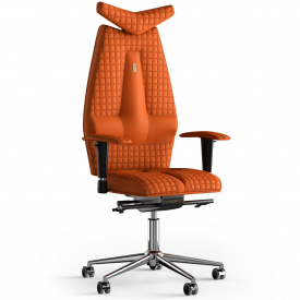 Кресло KULIK SYSTEM JET Экокожа с подголовником со строчкой Оранжевый (3-901-WS-MC-0210)