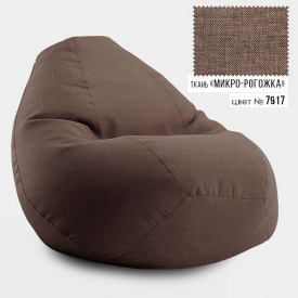 Безкаркасне крісло мішок груша Овал Coolki Рогожка XXL 130x90 коричневий (7917)