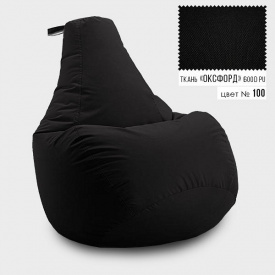 Бескаркасное кресло мешок груша Coolki XXL 90x130 Черный (Оксфорд 600D PU)