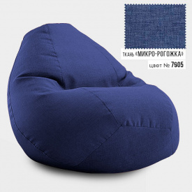 Безкаркасне крісло мішок груша Овал Coolki Рогожка XL 105x85 синій
