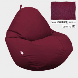 Бескаркасное кресло мешок груша Овал Coolki XL 85x105 Бордовый (Оксфорд 600D PU)