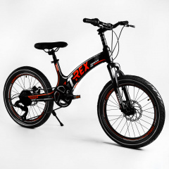 Детский спортивный велосипед CORSO T-REX 20 магниевая рама дисковые тормоза Black and orange (106975) Харків