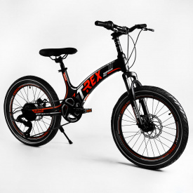 Детский спортивный велосипед CORSO T-REX 20 магниевая рама дисковые тормоза Black and orange (106975)