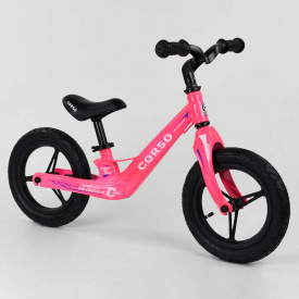 Велобег детский с надувными колёсами, магниевой рамой и магниевым рулем Corso Pink (76360)