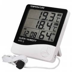 Термометр метеостанція годинник HTC 2 + виносний датчик Білий (44412) Дзензелівка