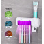 Диспенсер зубной пасты и стерелизатор с держателем для щеток аккумуляторный Micro Clean JX008 Toothbrush Sterilizer Белый с Фиолетовым Черновцы