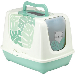 Закрытый туалет для котов c угольным фильтром и совком Moderna Trendy Cat Eden 57.3х44.4х43.8 см Зеленый с белым (5412087019281) Полтава