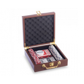 Набор для покера в кожзам чемодане PK100L на 100 фишек с номиналом (SKL0904)
