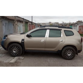 Молдинг дверных стоек (6 шт, нерж.) для Dacia Duster 2008-2018 гг.