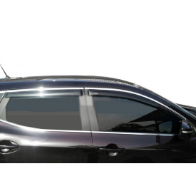 Ветровики с хром молдингом (4 шт, Libao) для Nissan Qashqai 2014-2021 гг.