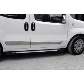 Боковые пороги Allmond Grey (2 шт, алюминий) Стандартная база для Fiat Doblo III 2010-2022 гг.