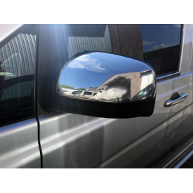 Накладки на зеркала VITO 2010-2014 (2 шт) OmsaLine - Хромированный пластик для Mercedes Viano 2004-2015 гг.