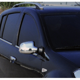 Накладки на зеркала вариант 2 (2 шт) Итальянская нержавейка для Nissan Terrano 2014↗ гг.