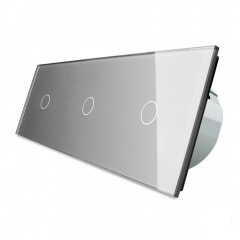 Бесконтактный выключатель Livolo 3 канала (1-1-1) серый стекло (VL-C701/C701/C701-PRO-15) Винница