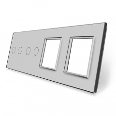 Сенсорная панель выключателя Livolo 4 канала и две розетки (2-2-0-0) серый стекло (VL-C7-C2/C2/SR/SR-15) Днепр