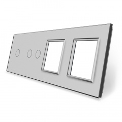 Сенсорная панель выключателя Livolo 3 канала и две розетки (1-2-0-0) серый стекло (VL-C7-C1/C2/SR/SR-15) Днепр