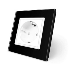Розетка с заземлением Livolo черный белый стекло (VL-C7C1EU-12/11) Львов