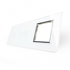 Сенсорная панель комбинированная для выключателя 3 сенсора 1 розетка (1-2-0) белый хром стекло Livolo Николаев