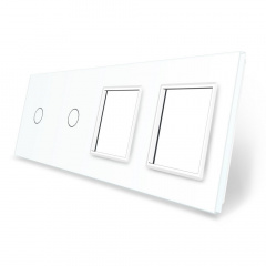 Сенсорная панель выключателя Livolo 2 канала и две розетки (1-1-0-0) белый стекло (VL-C7-C1/C1/SR/SR-11) Запоріжжя