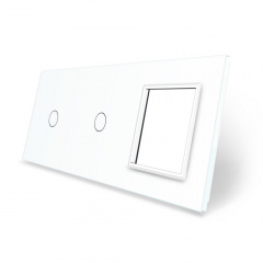 Сенсорная панель выключателя Livolo 2 канала и розетку (1-1-0) белый стекло (VL-C7-C1/C1/SR-11) Днепр