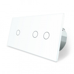 Сенсорный Wi-Fi выключатель Livolo ZigBee 3 канала (1-2) белый стекло (VL-C701Z/C702Z-11) Ровно