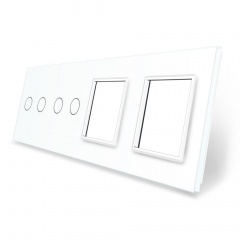 Сенсорная панель выключателя Livolo 4 канала и две розетки (2-2-0-0) белый стекло (VL-C7-C2/C2/SR/SR-11) Обухов