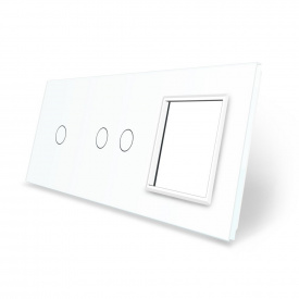Сенсорная панель выключателя Livolo 3 каналов и розетку (1-2-0) белый стекло (VL-C7-C1/C2/SR-11)