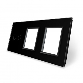 Сенсорная панель выключателя Livolo 2 канала и двух розеток (2-0-0) черный стекло (VL-C7-C2/SR/SR-12)