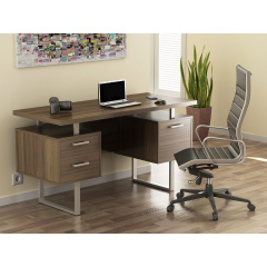 Письмовий стіл директорський Loft-design L-81 двотумбовий у кольорі горіх-модена коричневий Камінь-Каширський