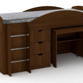 Двухъярусная кровать с выкатным столом Компанит Универсал орех экко