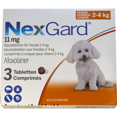 Жевательные таблетки от блоx и клещей для собак Merial Nexgard 2-4 кг S 3 штx0.5 г в уп (3661103042846/3661103044246) Киев
