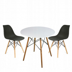 Круглий стіл JUMI Scandinavian Design black 80см. + 2 сучасні скандинавські стільці Луцк