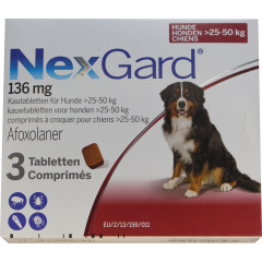 Жевательные таблетки от блоx и клещей для собак Merial Nexgard 25-50 кг XL 3 штx6.0 г в уп (3661103042907/8713942403434) Одесса