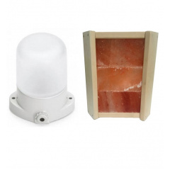 Светильник для бани LINDNER Lisilux + Ограждение для светильника PRO 350х280 мм с гималайской солью 3 Полтава