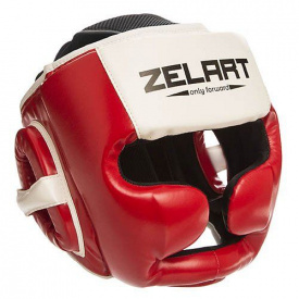 Шлем боксерский с полной защитой BO-1390 Zelart L Красно-белый (37363093)