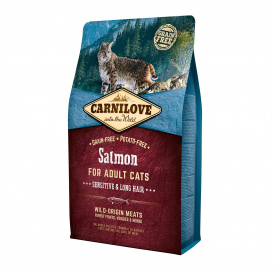 Сухой корм для взрослых кошек с чувствительным пищеварением Carnilove Salmon Sensitive & Long Hair 2 кг (8595602512287)