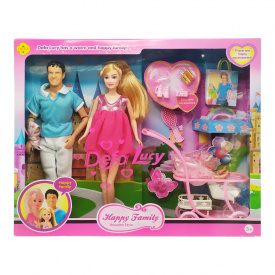 Кукла DEFA 8088 беременная KEN коляска с ребёнком аксессуары Розовое платье