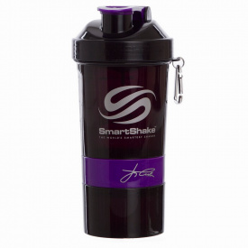 Шейкер 3-х камерный для спортивного питания SMART SHAKER SIGN JAY CUTLER 6020027 600мл Черный-Фиолетовый