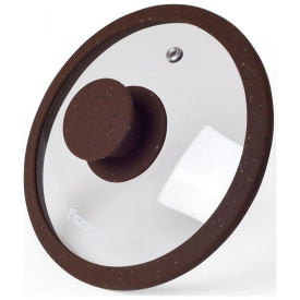Крышка с силиконовым ободом Fissman стеклянная диаметр 24 см темно-коричневый мрамор DP113610