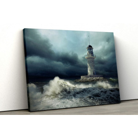 Картина на холсте KIL Art Маяк и шторм 81x54 см (70)